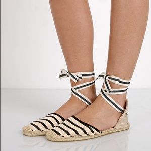 Soludos Lace Up Espadrilles Stripes Sandals